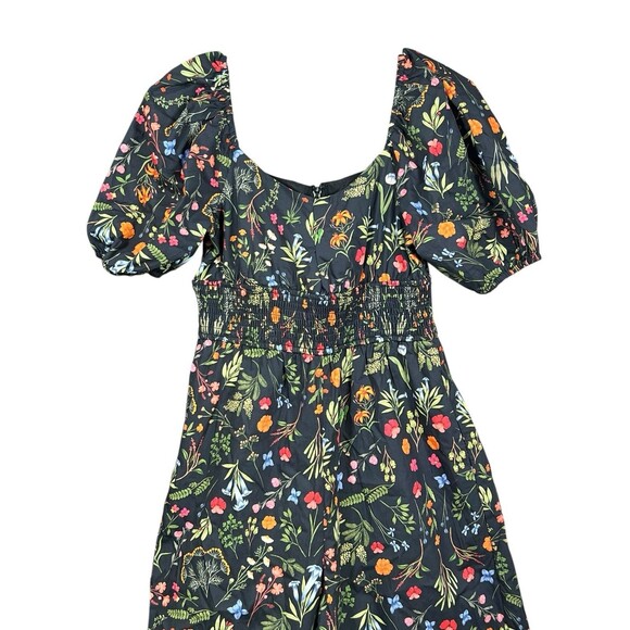 Anthropologie Jumpsuit‎ Hutch Poplin Forest Blue Botanical Floral Womens XSmall - Picture 3 of 15